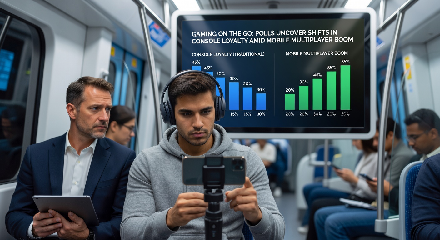 Dynamic split-screen view showing console gamers transitioning to mobile, with friends linking up via apps for cross-play multiplayer action in urban settings