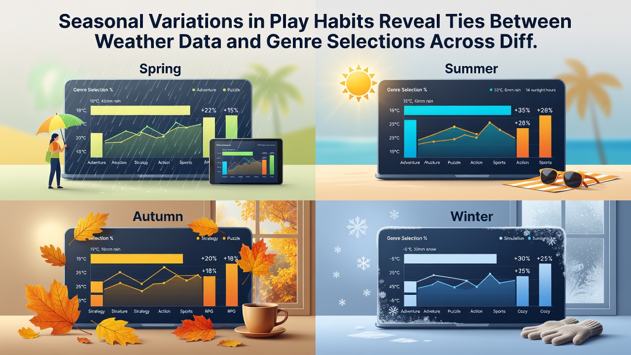 Charts displaying age-group genre preferences correlated with monthly weather statistics