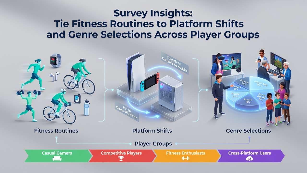 Survey data visualization showing fitness levels and gaming platform usage across player demographics